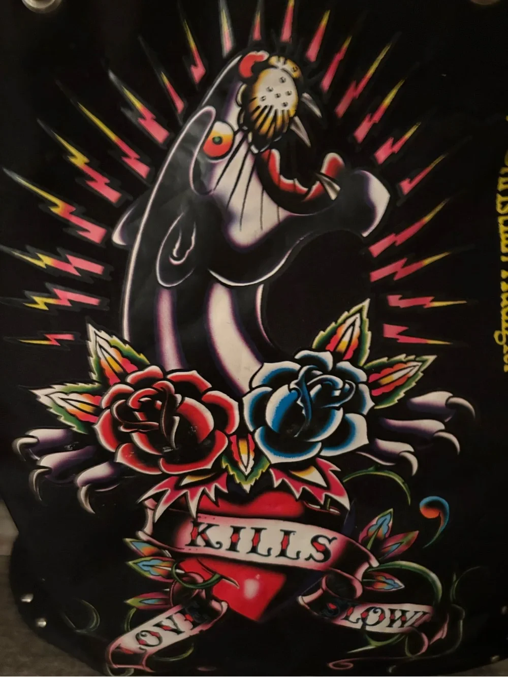 ED HARDY VINTAGE BLACK CANVAS TOTE